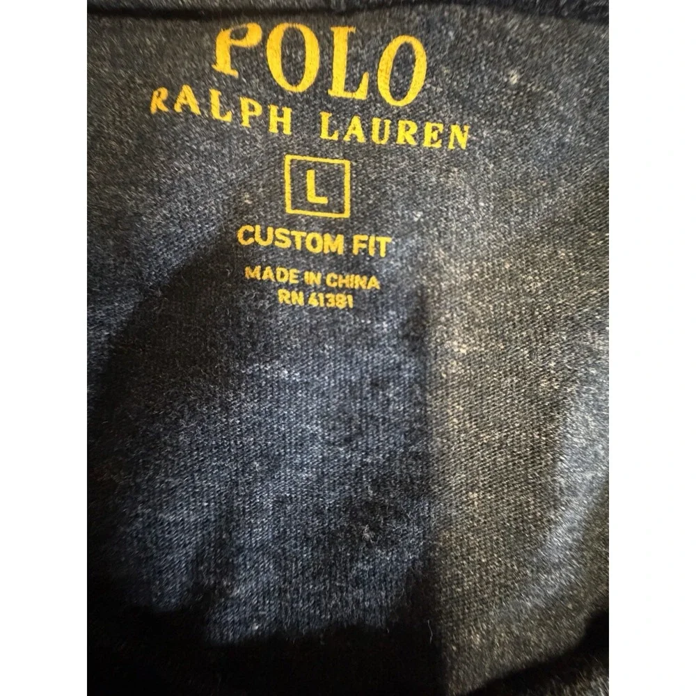 Polo Ralph Lauren T Shirt Mens L Navy Heather Custom Fit Pony Logo Cotton